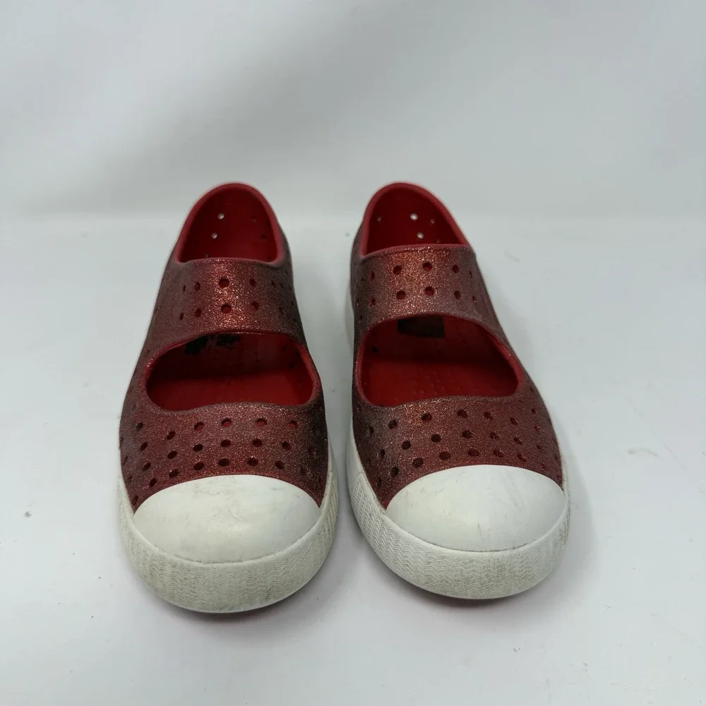 NATIVE Girl's Juniper Bling Perforated Mary Jane Red Bling Water Shoes Size C13